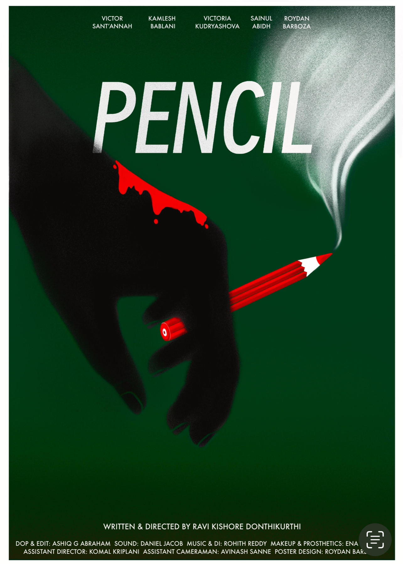 Pencil poster featuring the lead actress in a contemplative pose